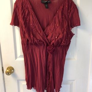 Plus size women’s blouse with sequins and sash